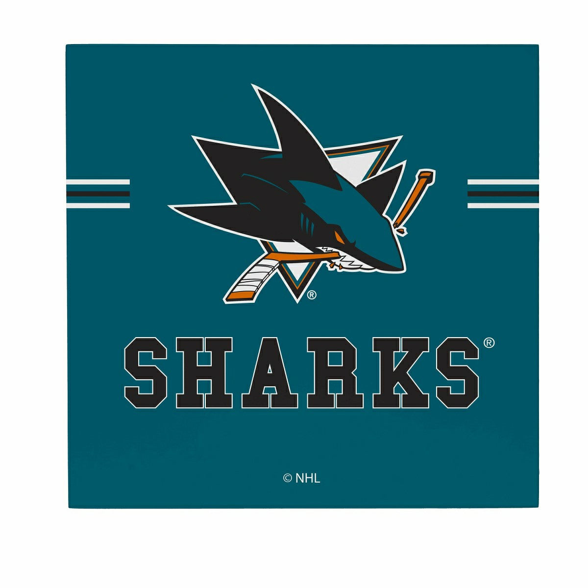San Jose Sharks Wood Wall Sign, 12x12, NHL, Home