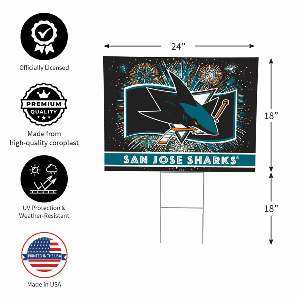 San Jose Sharks Yard Sign, Patriotic, NHL, Home