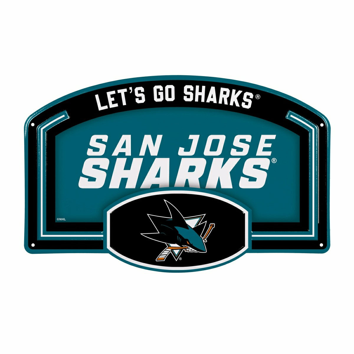 San Jose Sharks USA Embossed Steel Wall Sign, 11" x 17", NHL, Home