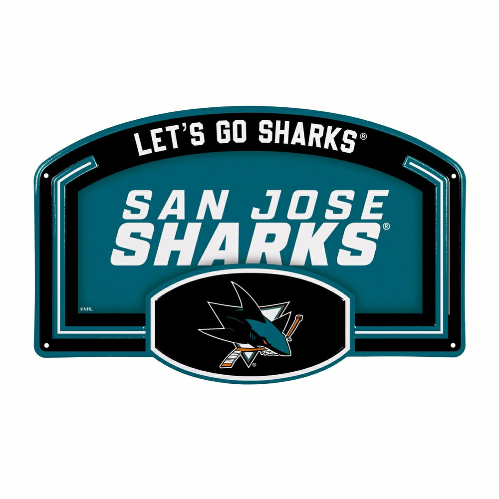 San Jose Sharks USA Embossed Steel Wall Sign, 11" x 17", NHL, Home