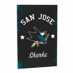 San Jose Sharks Wood Wall Sign, 16x24, NHL, Home