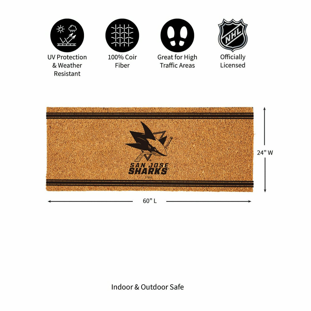 San Jose Sharks Extra Large One Color Coir Mat, 60"x24", NHL