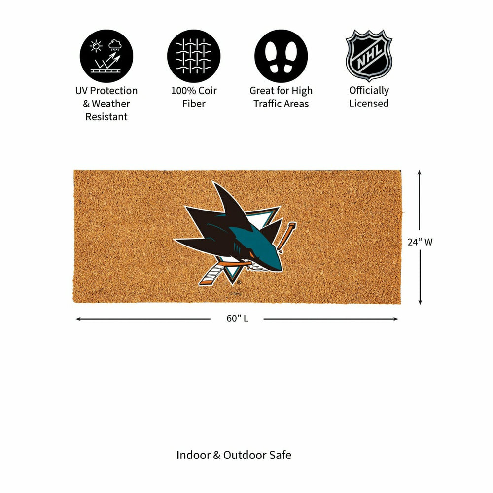 San Jose Sharks Extra Large Full Color Coir Mat, 60"x24", NHL