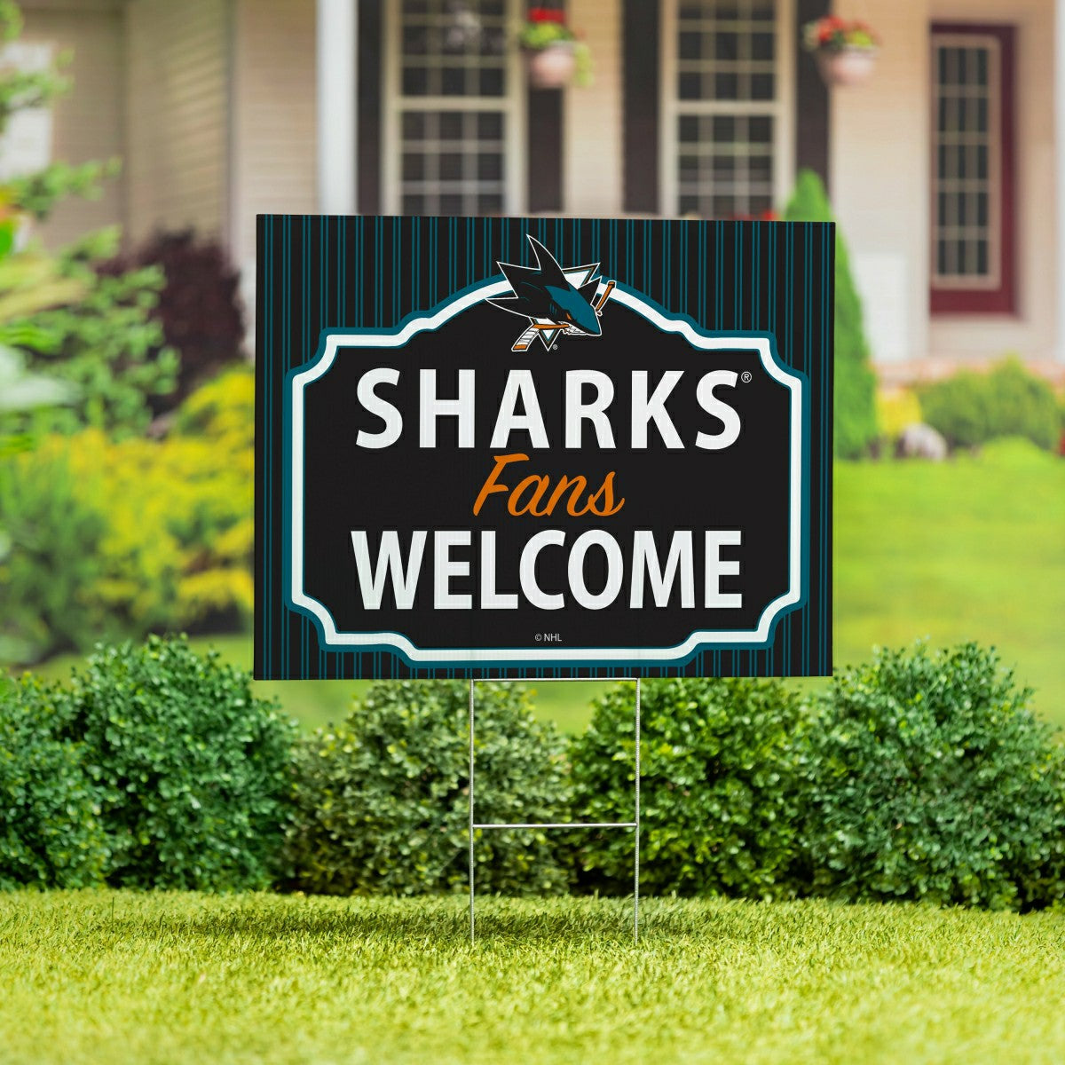 San Jose Sharks Coroplast Yard Sign, "Fans Welcome", NHL, Home