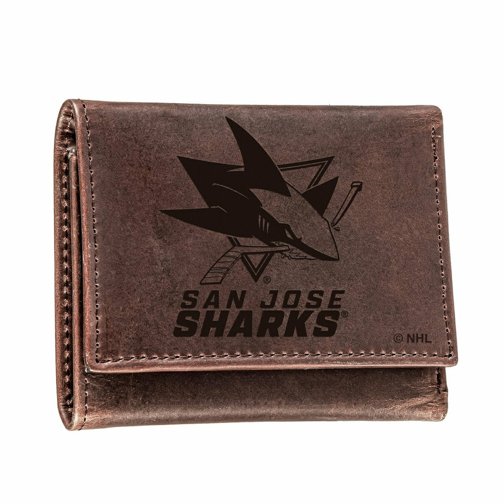 San Jose Sharks, Tri-Fold Wallet, Brown, CH, 100% Genuine Leather, NHL, Home