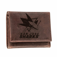 San Jose Sharks, Tri-Fold Wallet, Brown, CH, 100% Genuine Leather, NHL, Home