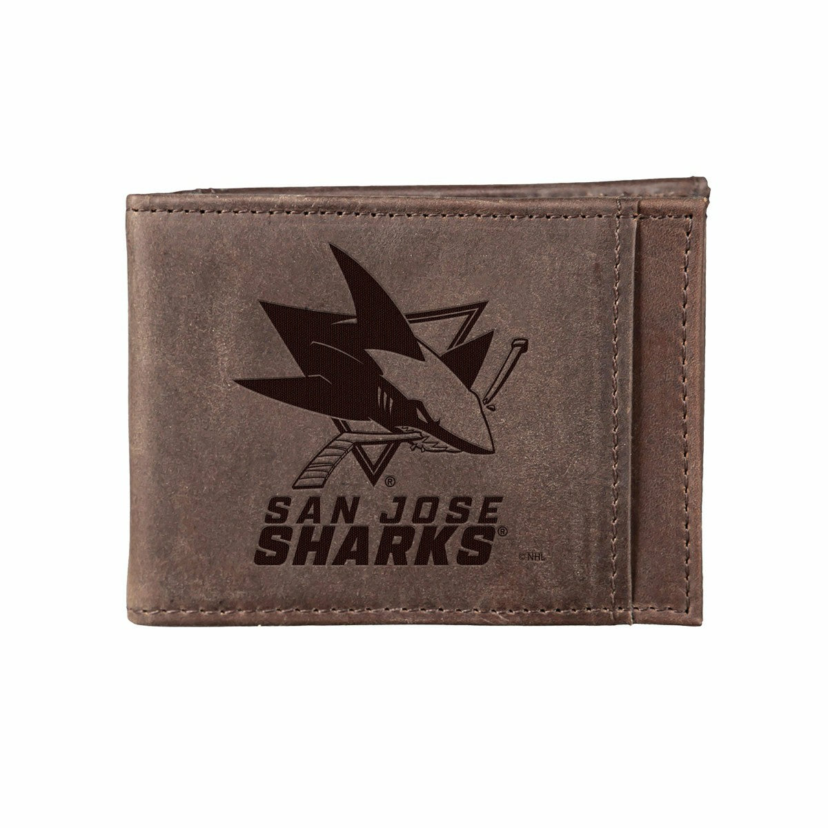 Front Pocket Wallet w/ RFID Blocking, San Jose Sharks, Brown, NHL, Home