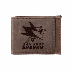 Front Pocket Wallet w/ RFID Blocking, San Jose Sharks, Brown, NHL, Home