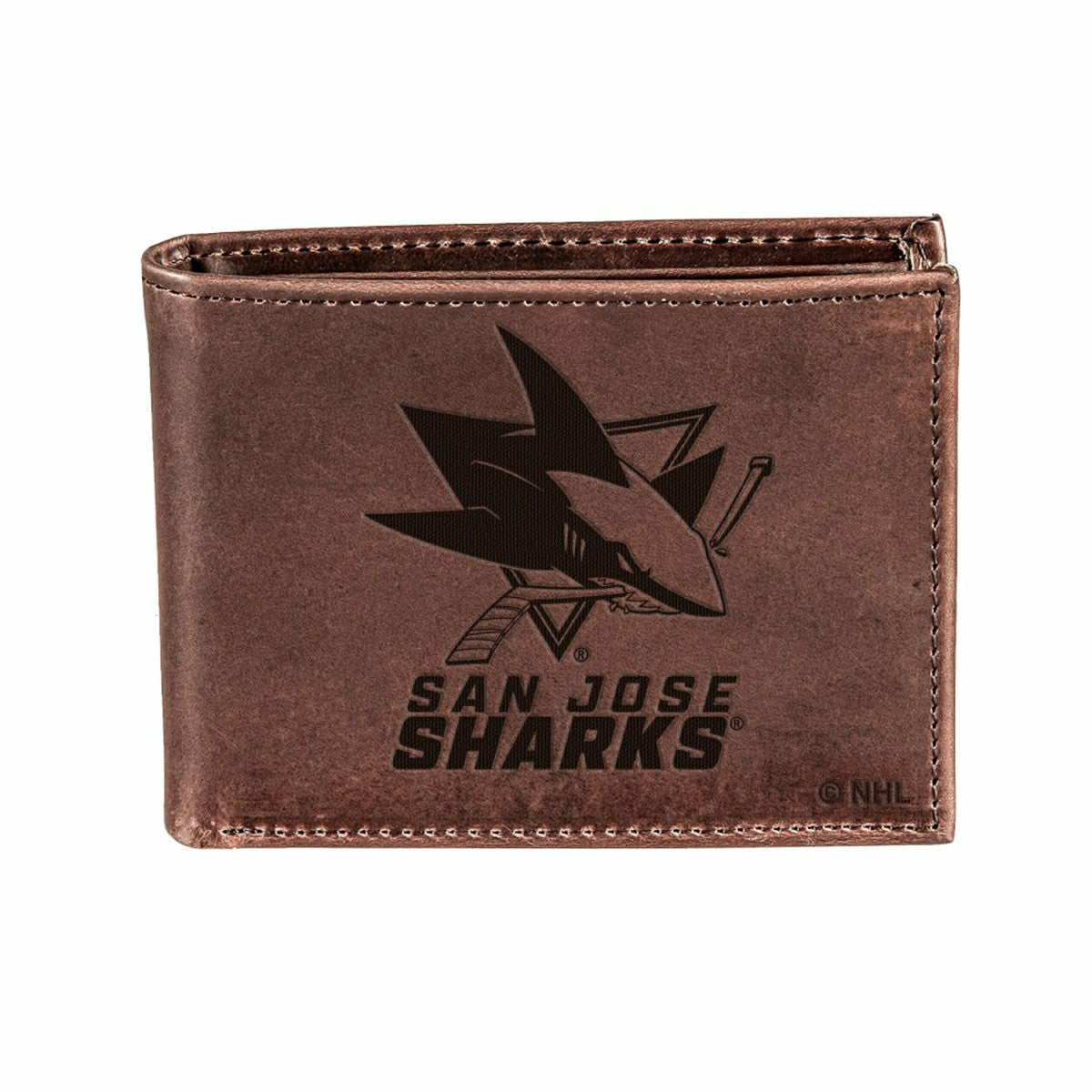 San Jose Sharks, Bi-Fold Wallet, Brown, CH, 100% Genuine Leather, NHL, Home