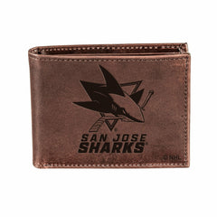 San Jose Sharks, Bi-Fold Wallet, Brown, CH, 100% Genuine Leather, NHL, Home