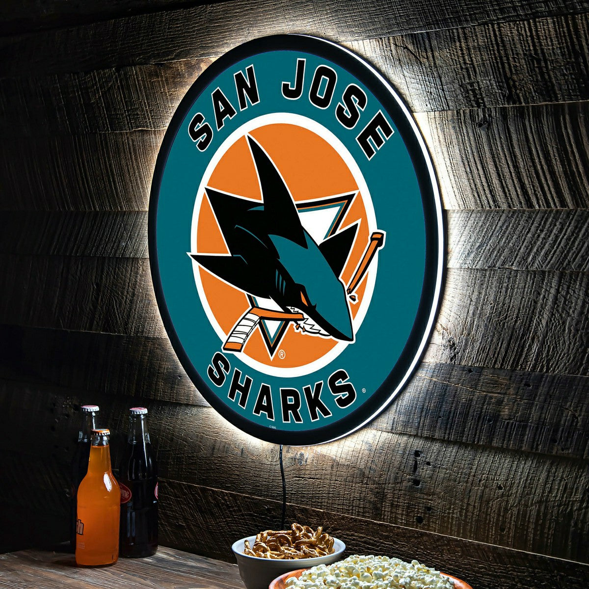LED Wall Decor, Round, San Jose Sharks, NHL, Home