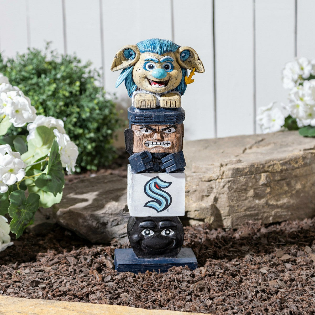 16" Seattle Kraken Mascot Tiki Totem Garden Statue, NHL, Home