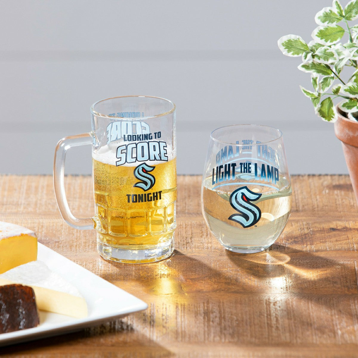 Stemless 17OZ Glass & Tankard 16OZ Gift Set, Seattle Kraken, NHL, Home