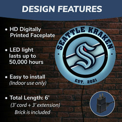 Seattle Kraken, Metal Lite, Round, NHL