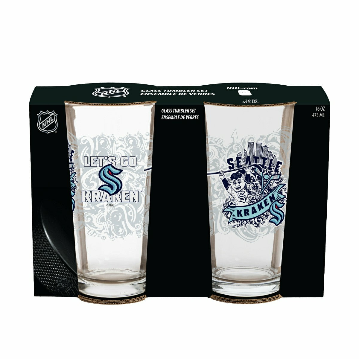 Seattle Kraken 16oz Glass pint, Set of 2, NHL, Home