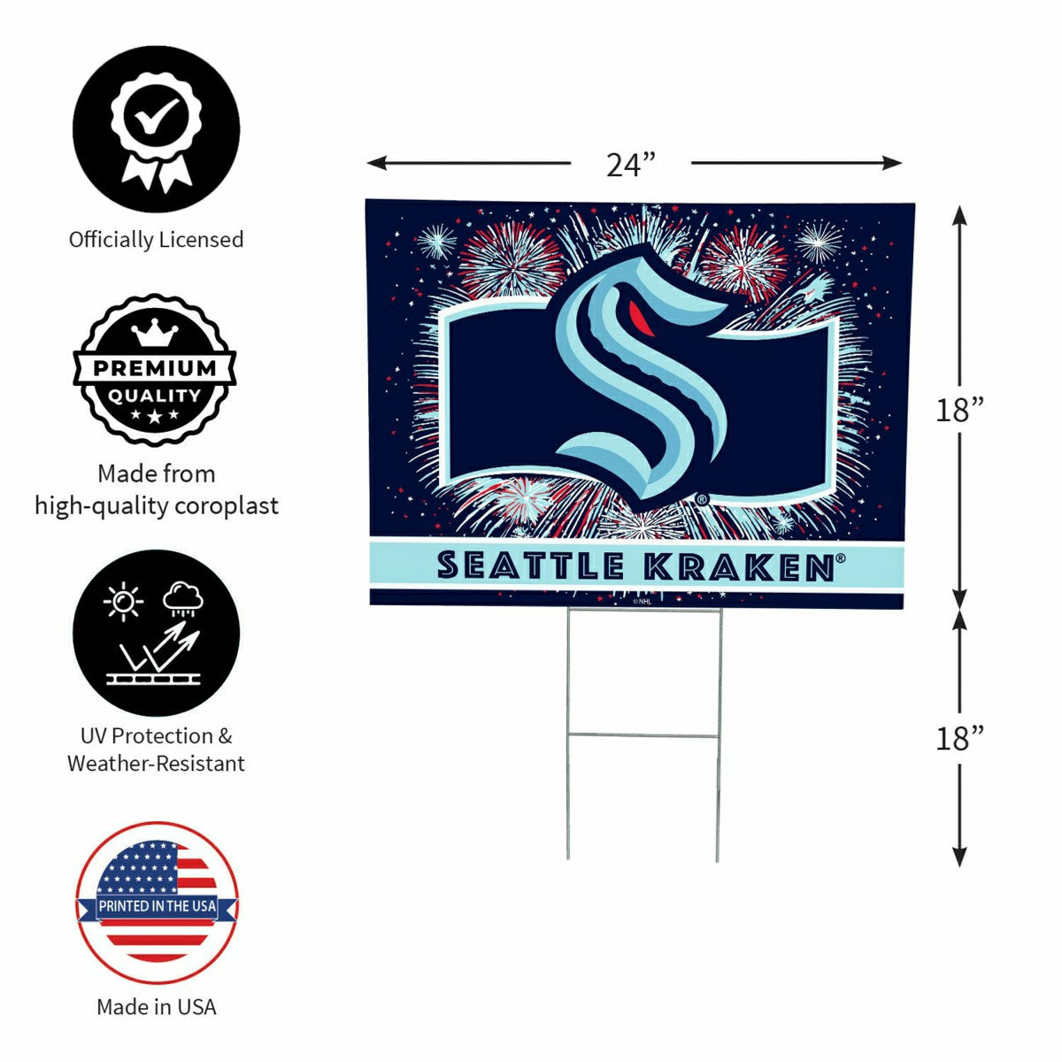 Seattle Kraken Yard Sign, Patriotic, NHL, Home