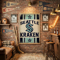Seattle Kraken, Canvas Wall Tapestry, Large, 54x37, NHL, Home