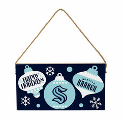 Seattle Kraken Holiday Wood Wall Sign, 6x11, NHL, Home