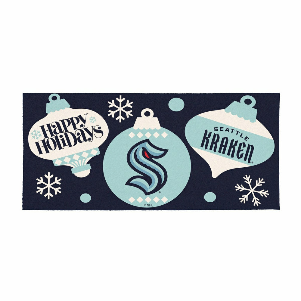 Seattle Kraken Holiday Flocked Coir Sassafras Switch Mat, 22"x10", NHL