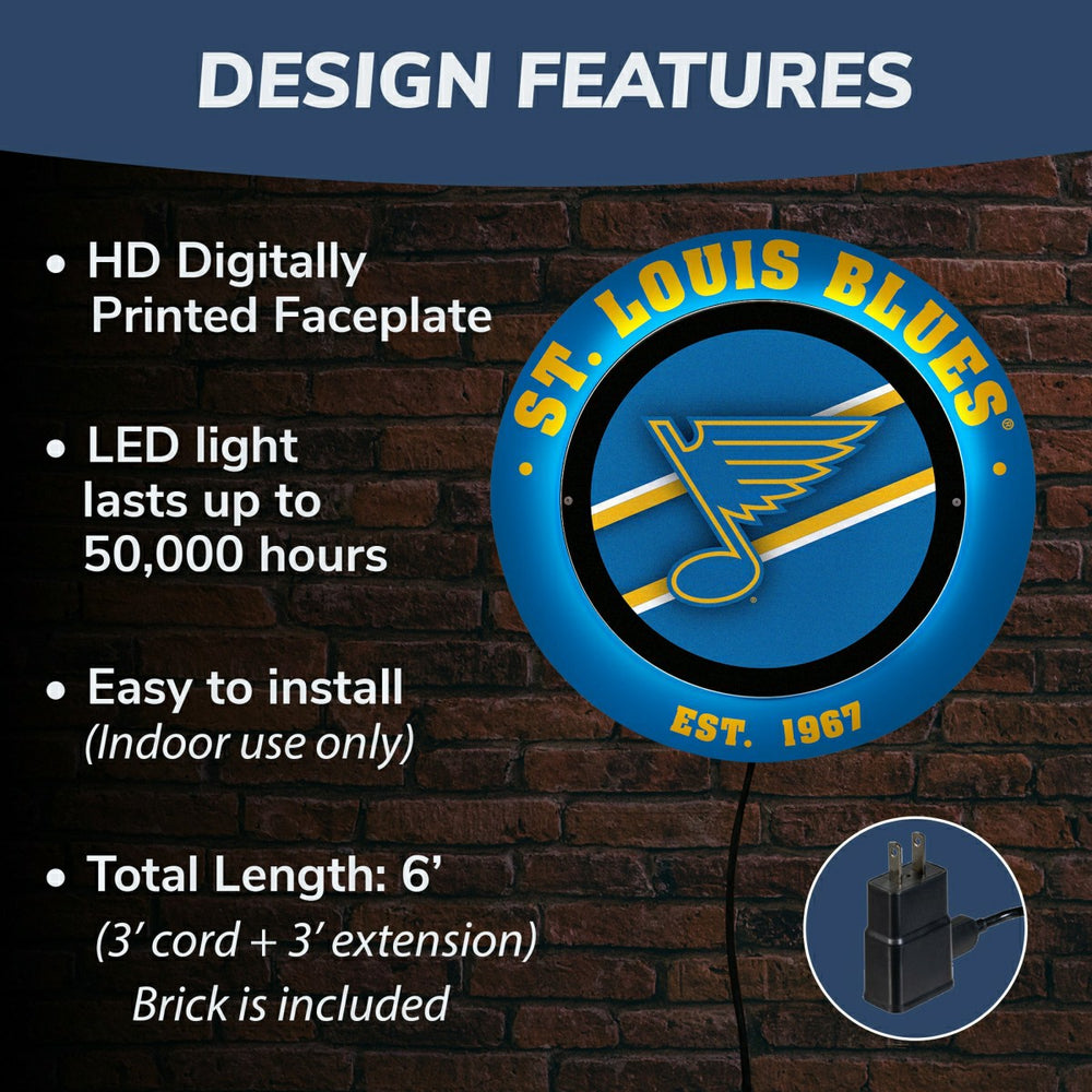 St Louis Blues, Metal Lite, Round, NHL