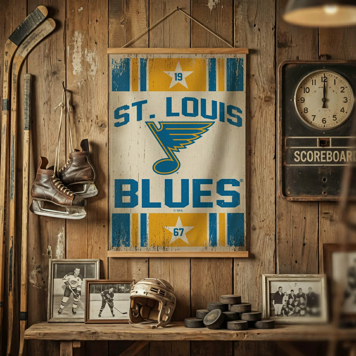 St Louis Blues, Canvas Wall Tapestry, Medium, 36x24, NHL, Home