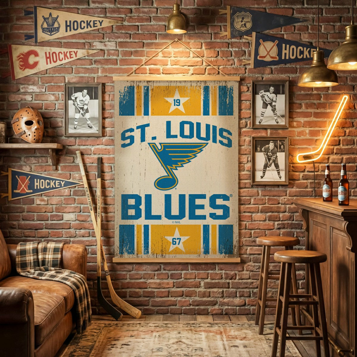 St Louis Blues, Canvas Wall Tapestry, Large, 54x36, NHL, Home