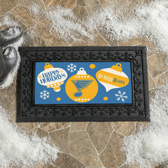 St Louis Blues Holiday Flocked Coir Sassafras Switch Mat, 22"x10", NHL
