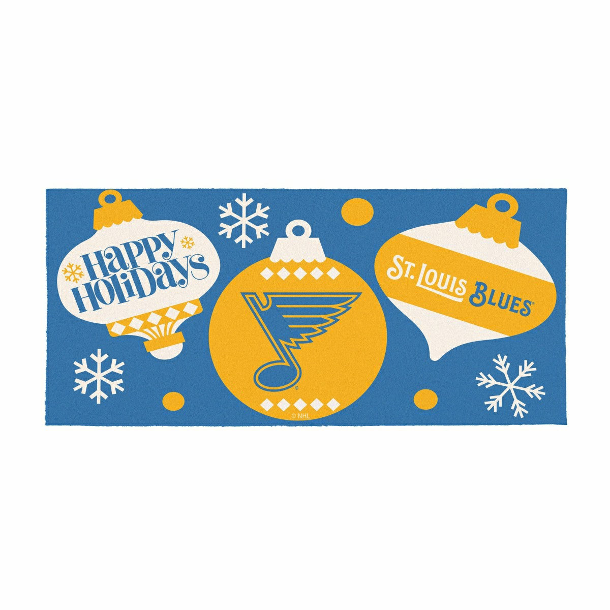 St Louis Blues Holiday Flocked Coir Sassafras Switch Mat, 22"x10", NHL
