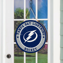 Tampa Bay Lightning Round Door Décor with Hanging Rope, 18x18, NHL, Home
