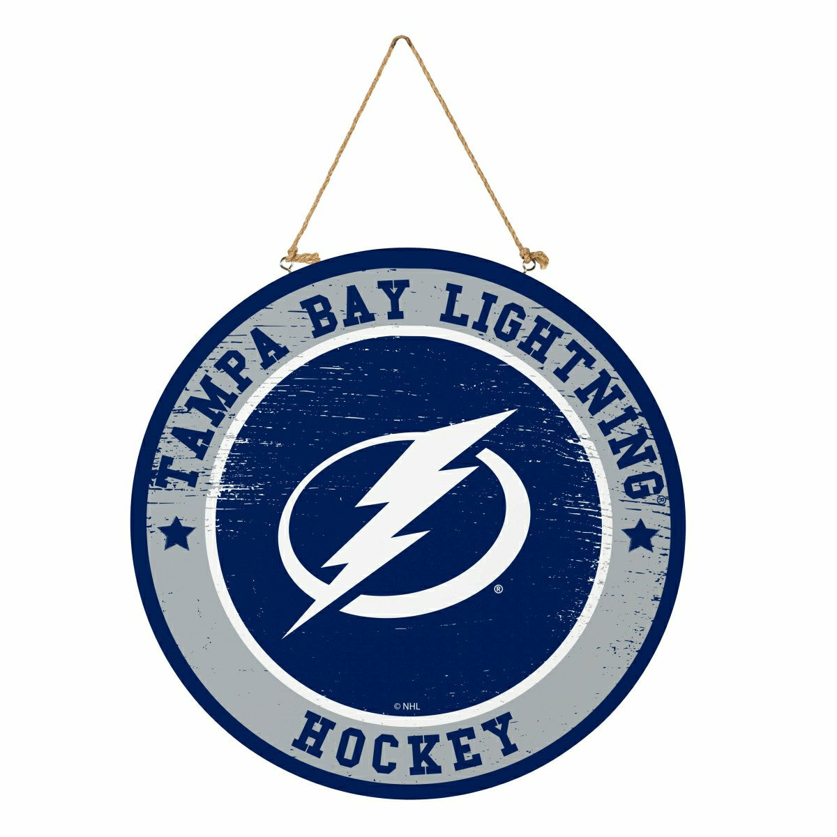 Tampa Bay Lightning Round Door Décor with Hanging Rope, 18x18, NHL, Home