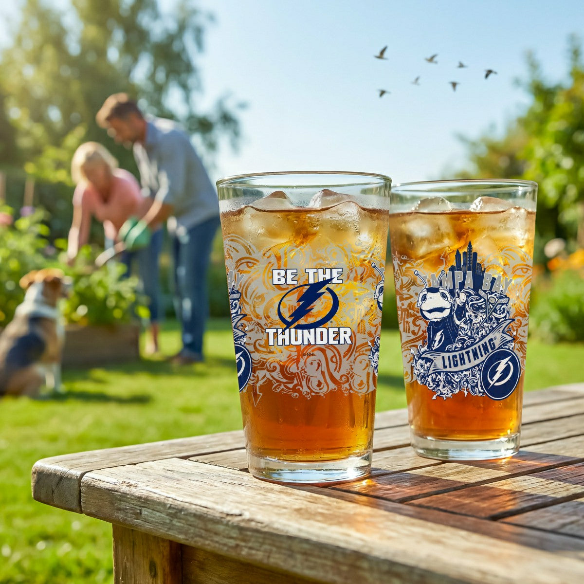 Tampa Bay Lightning 16oz Glass pint, Set of 2, NHL, Home