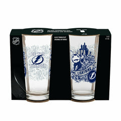 Tampa Bay Lightning 16oz Glass pint, Set of 2, NHL, Home