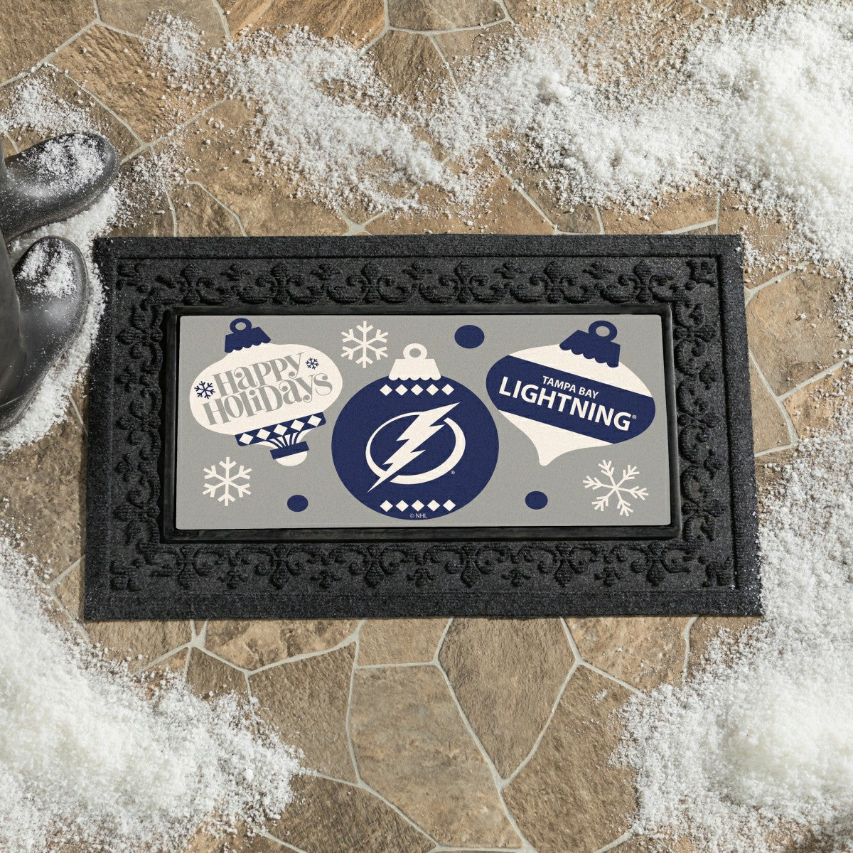 Tampa Bay Lightning Holiday Flocked Coir Sassafras Switch Mat, 22"x10", NHL
