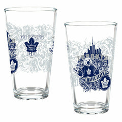 Toronto Maple Leafs 16oz Glass pint, Set of 2, NHL, Home