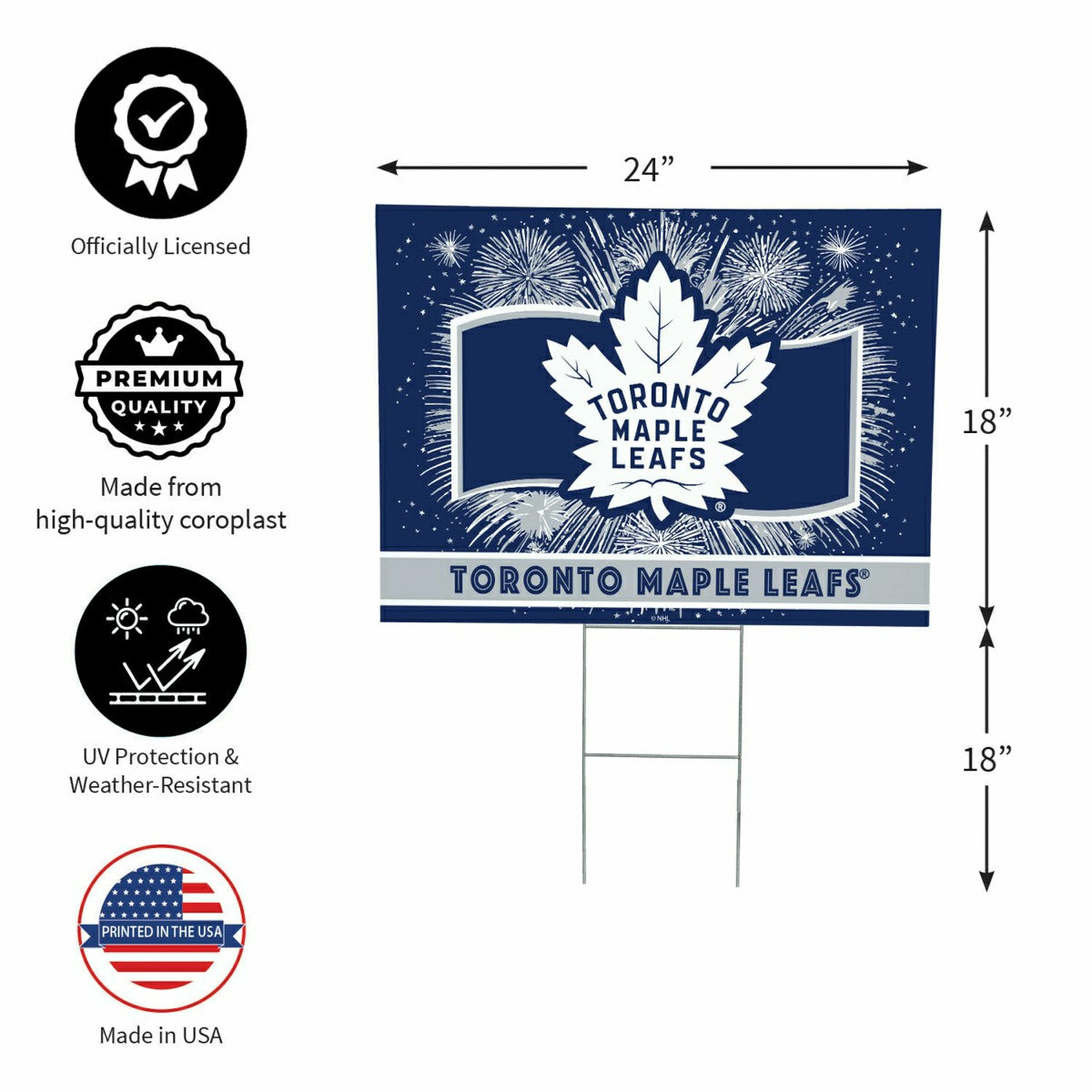 Toronto Maple Leafs Yard Sign, Patriotic, NHL, Home