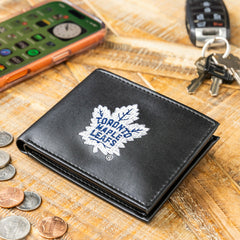 Toronto Maple Leafs Black Bi-Fold Embroidered Wallet w/ RFID Blocking, NHL, Home