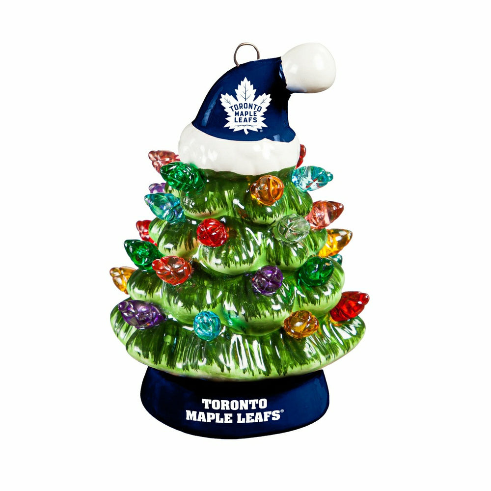 4" Mini LED Tabletop Christmas Tree, Set of 2, Toronto Maple Leafs, NHL, Home