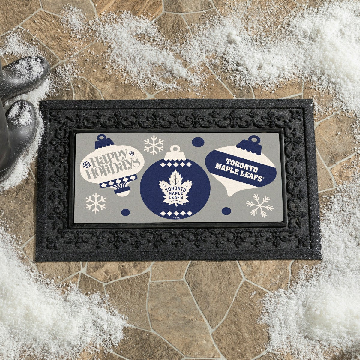 Toronto Maple Leafs Holiday Flocked Coir Sassafras Switch Mat, 22"x10", NHL