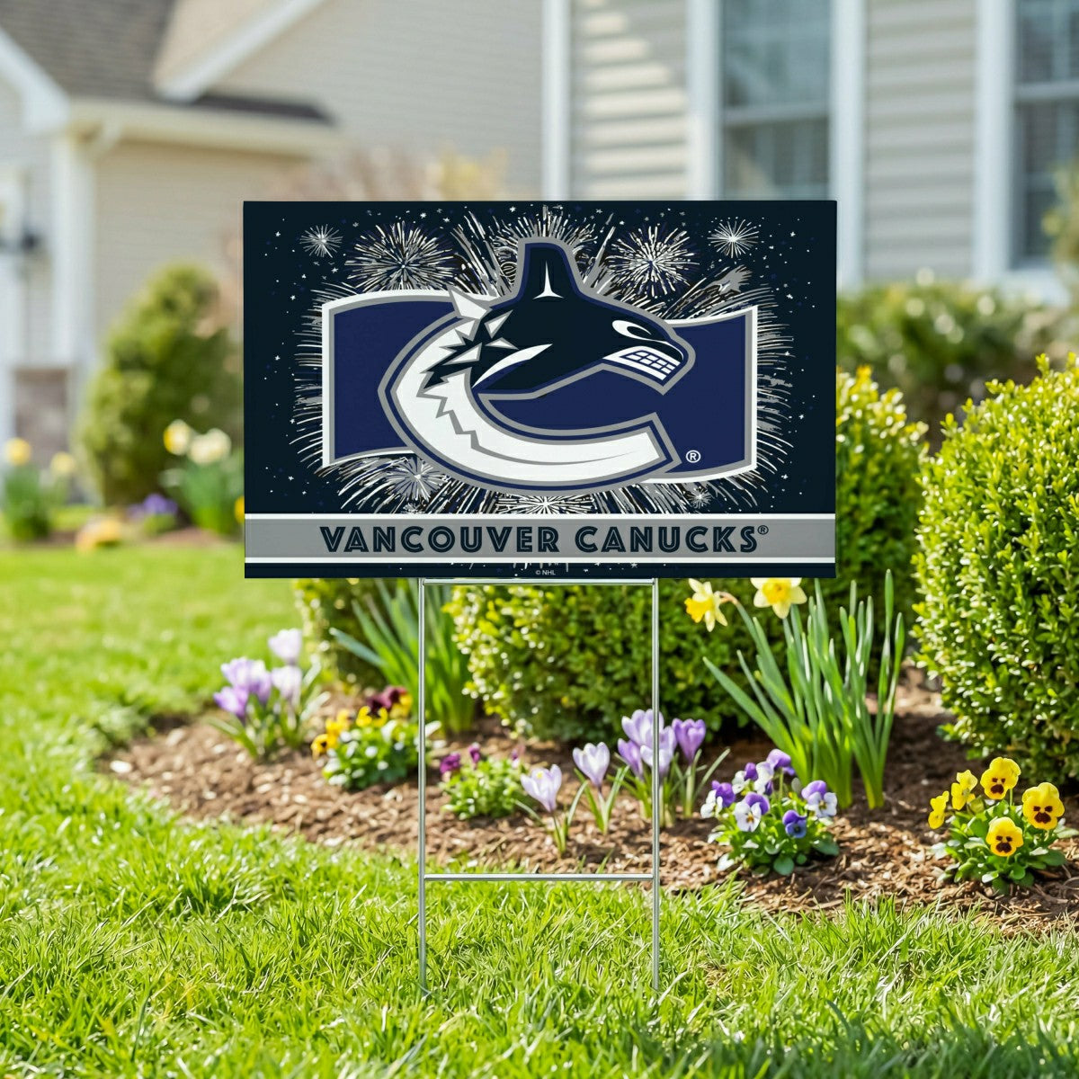 Vancouver Canucks Yard Sign, Patriotic, NHL, Home
