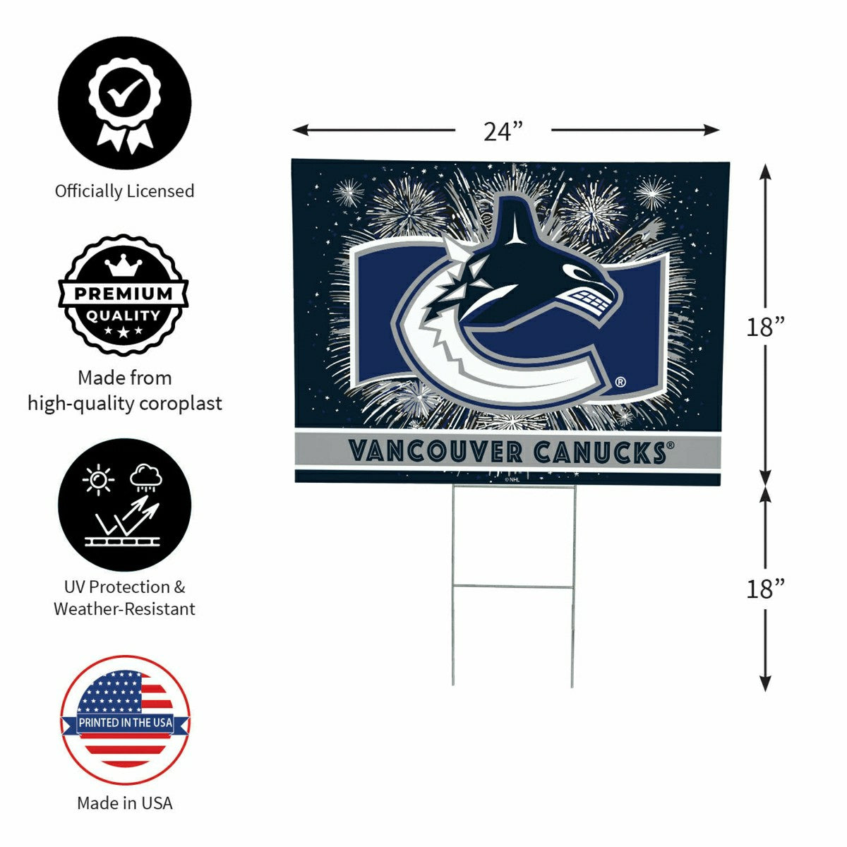 Vancouver Canucks Yard Sign, Patriotic, NHL, Home