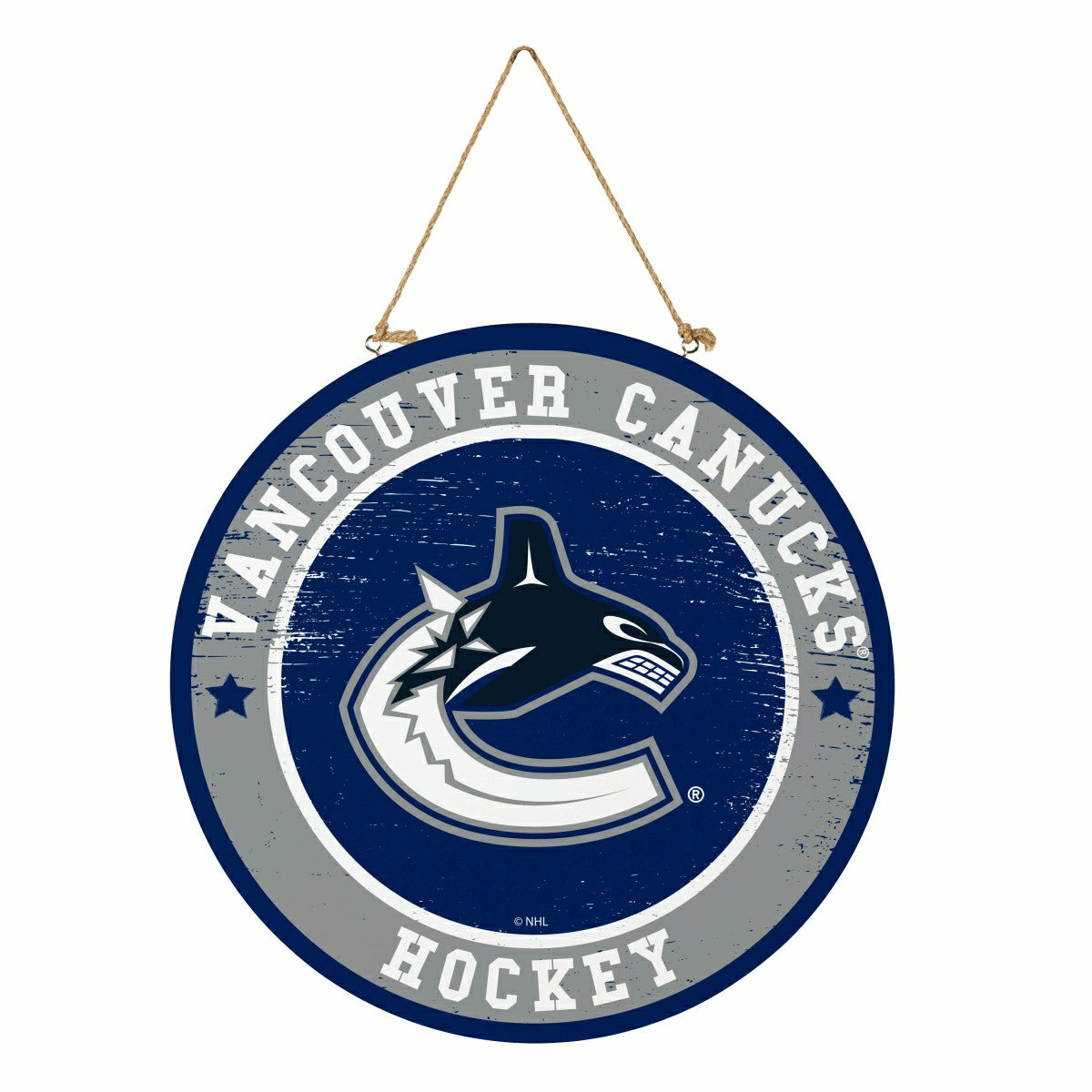 Vancouver Canucks Round Door Décor with Hanging Rope, 18x18, NHL, Home