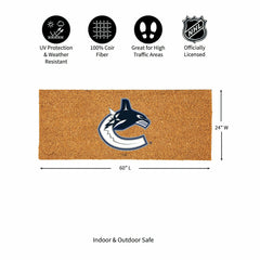 Vancouver Canucks Extra Large Full Color Coir Mat, 60"x24", NHL