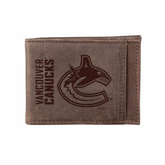 Front Pocket Wallet w/ RFID Blocking, Vancouver Canucks, Brown, NHL, Home