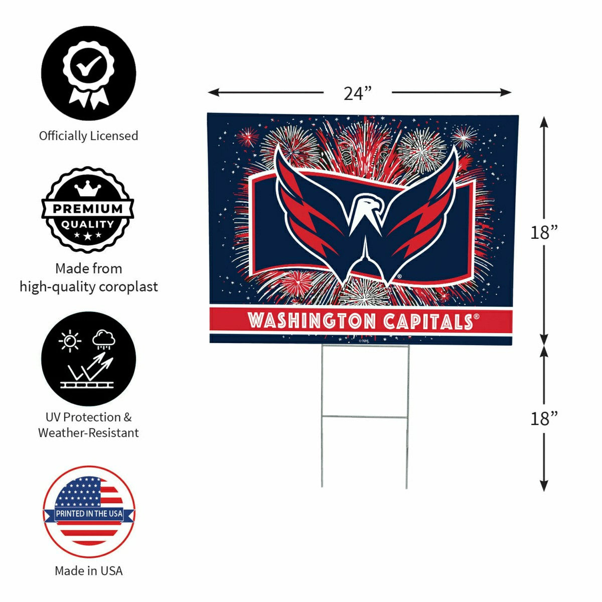 Washington Capitals Yard Sign, Patriotic, NHL, Home