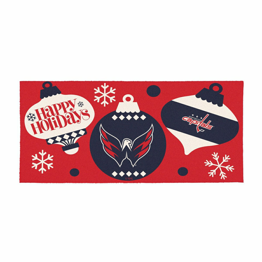 Washington Capitals Holiday Flocked Coir Sassafras Switch Mat, 22"x10", NHL