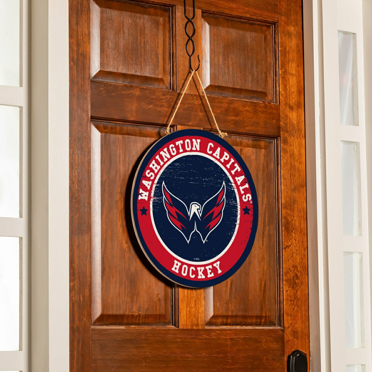Washington Capitals Round Door Décor with Hanging Rope, 18x18, NHL, Home