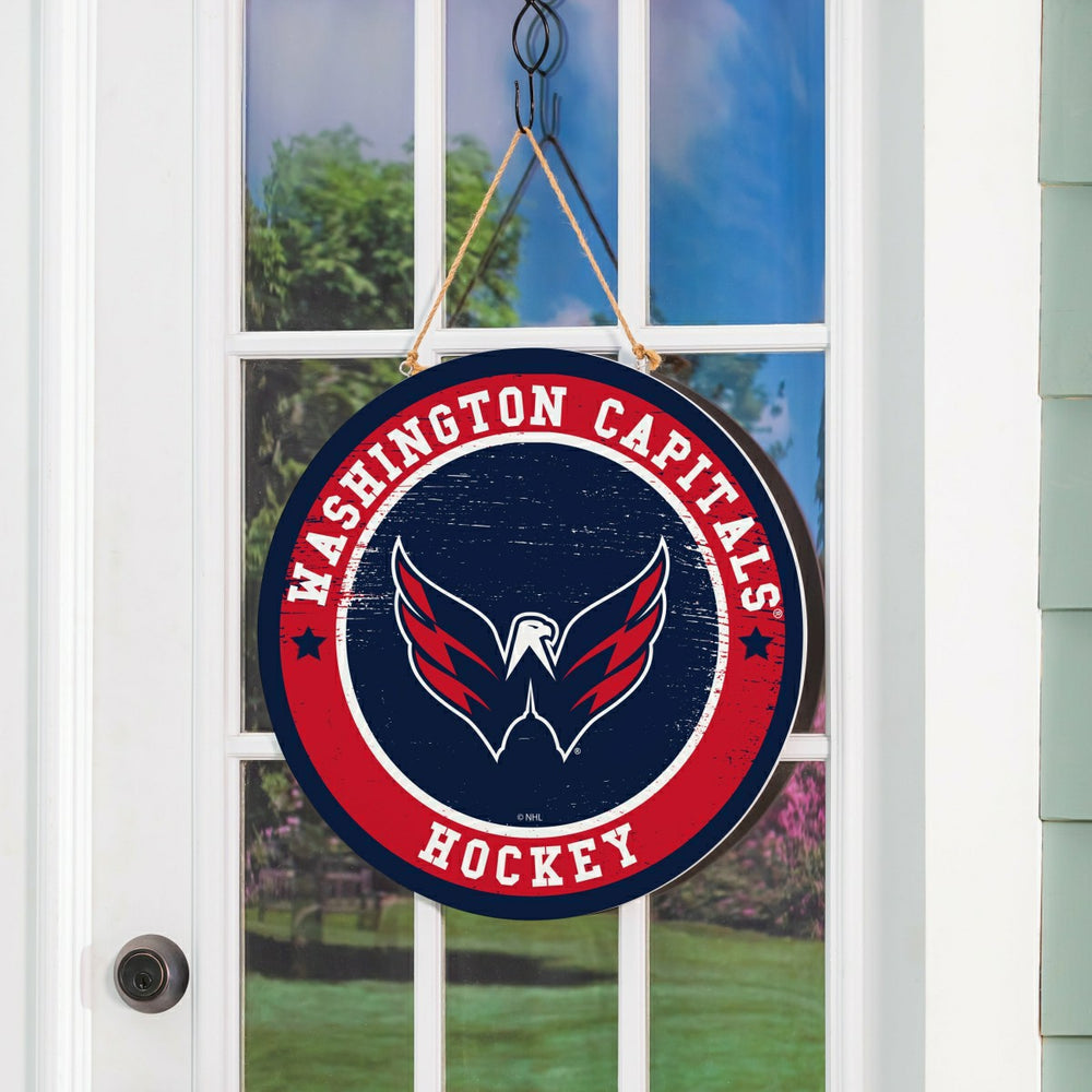 Washington Capitals Round Door Décor with Hanging Rope, 18x18, NHL, Home