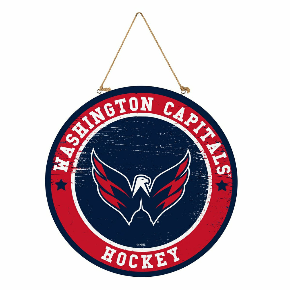 Washington Capitals Round Door Décor with Hanging Rope, 18x18, NHL, Home