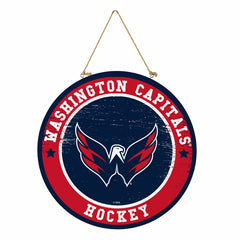 Washington Capitals Round Door Décor with Hanging Rope, 18x18, NHL, Home