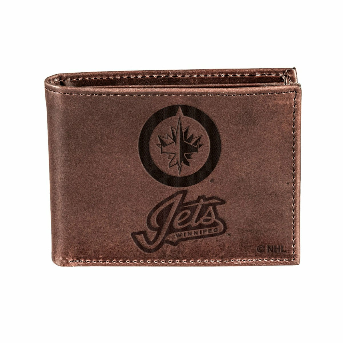 Winnipeg Jets, Bi-Fold Wallet, Brown, CH, 100% Genuine Leather, NHL, Home